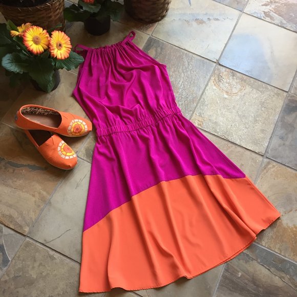 Whisper Dresses & Skirts - Whisper Magenta/Orange ColorBlock Dress (like NEW)